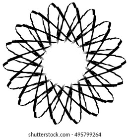 Geometric circle element. Circular graphic with geometric lines. Abstract element on white.