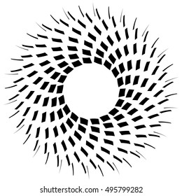 Geometric circle element. Circular graphic with geometric lines. Abstract element on white.