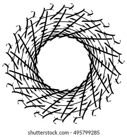 Geometric circle element. Circular graphic with geometric lines. Abstract element on white.