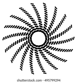 Geometric circle element. Circular graphic with geometric lines. Abstract element on white.