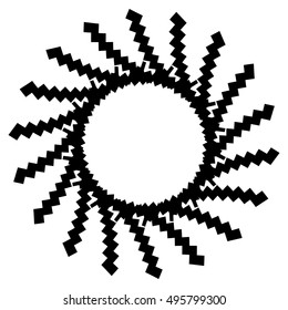 Geometric circle element. Circular graphic with geometric lines. Abstract element on white.