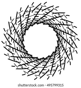 Geometric circle element. Circular graphic with geometric lines. Abstract element on white.
