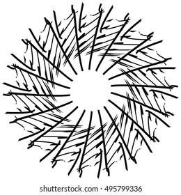 Geometric circle element. Circular graphic with geometric lines. Abstract element on white.