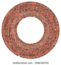 Geometric circle element. Circular red stonework, masonry stone, rock circles. Abstract top view well