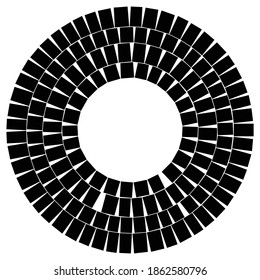 Geometric circle element. Circular stonework, masonry stone circles. Abstract top view well
