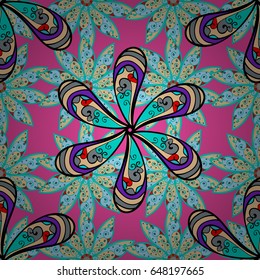 Geometric circle element in glod colors. Vector Round Ornament Pattern. Mandala on blue background.