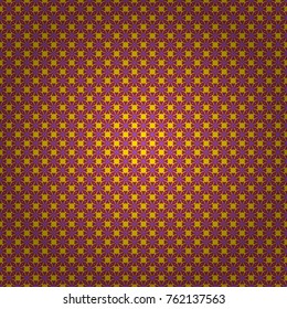 Geometric circle element made in purple, magenta and yellow colors. Arabic, Indian religions. Round Ornament seamless pattern. Oriental motifs. Colorful vector Mandala.