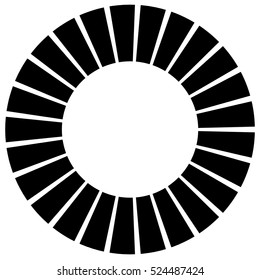 Geometric circle element made of radiating rectangles. Abstract circle shape.
