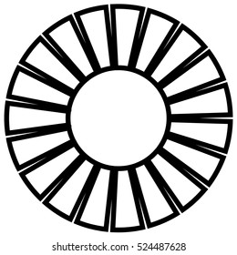 Geometric circle element made of radiating rectangles. Abstract circle shape.
