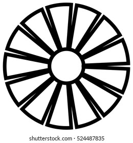 Geometric circle element made of radiating rectangles. Abstract circle shape.