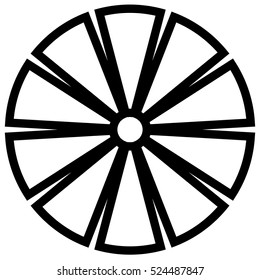 Geometric circle element made of radiating rectangles. Abstract circle shape.