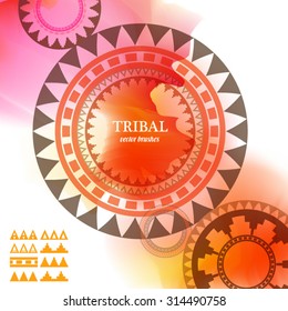  Geometric circle element made in vector with set of elements to make your  own brush. Vintage decorative elements. Watercolor background. Islam, Arabic, Indian, Tribal motifs. 