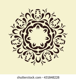 Geometric circle element made in vector. Oriental pattern, vector illustration. Black mandala.