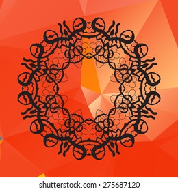 Geometric circle element mandala made of vector of red color. Perfect  cards for any other kind of design, birthday and other holiday, kaleidoscope,  medallion, yoga, indian, arabic l;ace