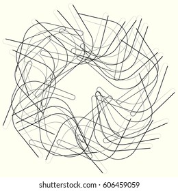 Geometric circle element, circle motif random edgy, angular lines. Suitable as concentric design element, abstract motif, circular non-figural element