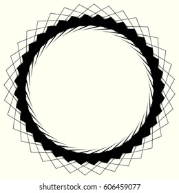 Geometric circle element, circle motif random edgy, angular lines. Suitable as concentric design element, abstract motif, circular non-figural element