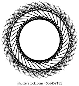 Geometric circle element, circle motif random edgy, angular lines. Suitable as concentric design element, abstract motif, circular non-figural element