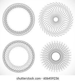 Geometric circle element, circle motif random edgy, angular lines. Suitable as concentric design element, abstract motif, circular non-figural element