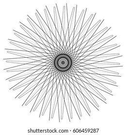 Geometric circle element, circle motif random edgy, angular lines. Suitable as concentric design element, abstract motif, circular non-figural element