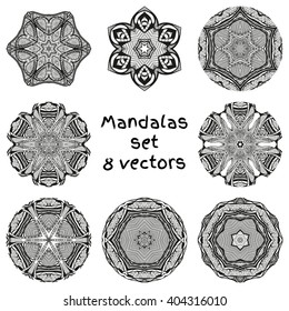 Geometric circle element. Ornament round set with mandala. Vintage decorative elements. Hand drawn background. Islam, Arabic, Indian, ottoman motifs. Mandala set. Mandala collection