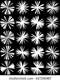 Geometric circle element of radial lines. Bursting lines merging at center. Abstract generic motif, mandala, decorative element.