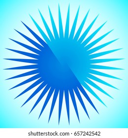 Geometric circle element of radial lines. Bursting lines merging at center. Abstract generic motif, mandala, decorative element.