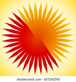 Geometric circle element of radial lines. Bursting lines merging at center. Abstract generic motif, mandala, decorative element.