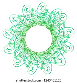 Geometric circle element, vector.  Vector ornament. Round floral pattern. Hand drawn decorative element.