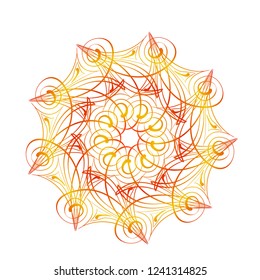 Geometric circle element, vector. Round floral pattern. Hand drawn decorative element. Ornament round frame.