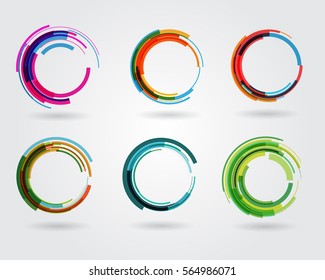 Geometric circle entwined wheels. Business abstract icon. As sign, symbol, logo, web, label, emblem.