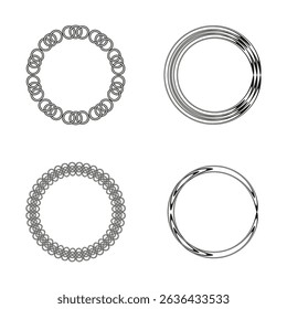 Geometric circle frame. Decorative round shape. Circular vector element. Patterned border symbol.