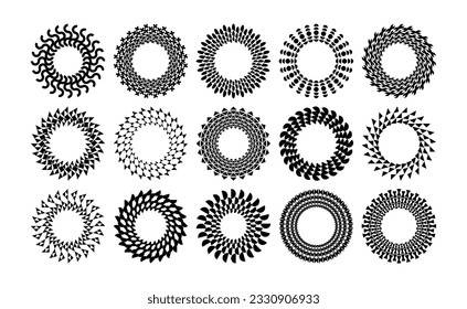 Geometric circle frame logo design set. Abstract line rounded border template.