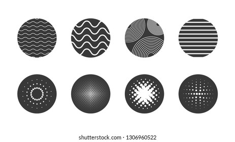 Geometric circle halftone shapes set element background