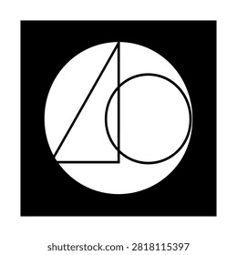 Geometric circle with inscribed triangle and smaller circle design