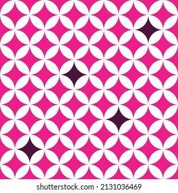 Geometric Circle Islamic Moroccan Tile Pattern Abstract Seamless Design Vector Artwork Trendy Bright Colors Minimal Concept Fuchsia White Tones