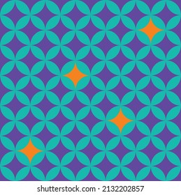 Patrón geométrico circular islámico marroquí de mosaico Resumen Diseño sin costura Material gráfico Colores brillantes Diseño de moda Concepto mínimo Tonos turquesa morado