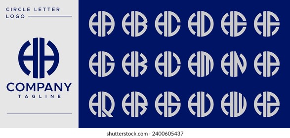 Geometrischer Kreis-Buchstaben H HH Logo-Design-Set