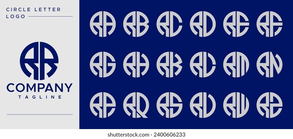 Geometric circle letter R RR logo design set