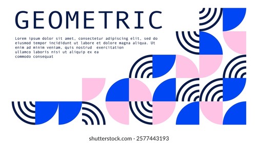 geometric circle line, pattern print background, bauhaus shapes pattern, bauhaus neo brutalism abstract backgrounds, modern geometry trendy design for card, invitation, wallpaper