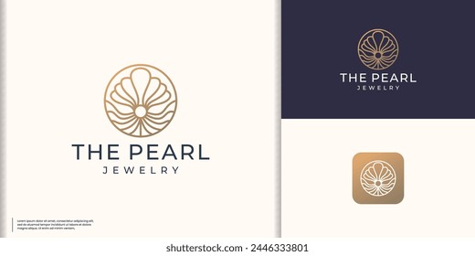 geometric circle line the pearl shell logo vector template.