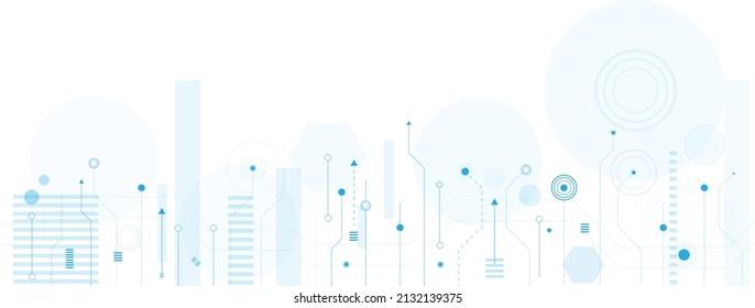 Geometric circle and line technology abstract technology and city innovation concept vector background on white background
