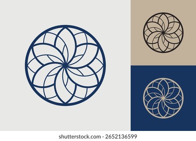 Geometric circle logo icon. Circle concept vector design with minimalistic linear style