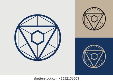 Geometric circle logo icon. Circle concept vector design with minimalistic linear style