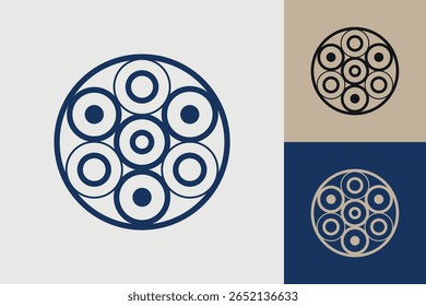 Geometric circle logo icon. Circle concept vector design with minimalistic linear style