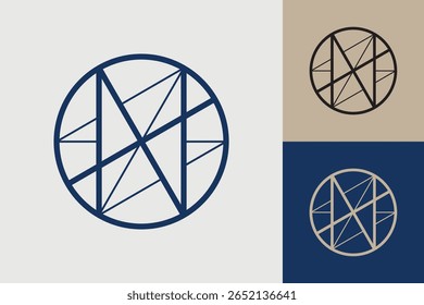 Geometric circle logo icon. Circle concept vector design with minimalistic linear style