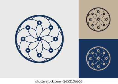 Ícone do logotipo do círculo geométrico. Design vetorial de conceito de círculo com estilo linear minimalista