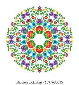 Geometric circle mexico Floral pattern ethnic design. stylish Fashion mexican, navajo or aztec and native american ornament. suitable for frame and border, textile, fabric or paper print etc.