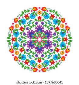 Geometric circle mexico Floral pattern ethnic design. stylish Fashion mexican, navajo or aztec and native american ornament. suitable for frame and border, textile, fabric or paper print etc.
