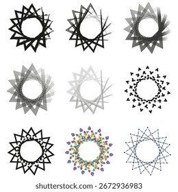 Geometric circle pattern. Decorative abstract vector. Symmetrical round shape. Artistic ornamental figure.