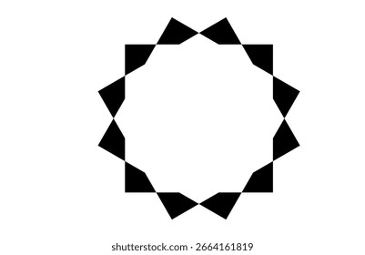 Geometric Circle Pattern in Minimalist Art Style with Black and White Triangles for Modern Graphic Design Projects